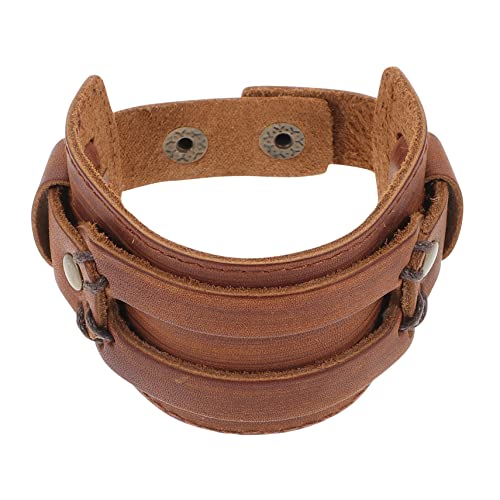 Beaupretty Breites Lederarmband Für Männer Manschettenarmband Punk Handgelenk Armband Retro Schmuck Personalisiert von Beaupretty