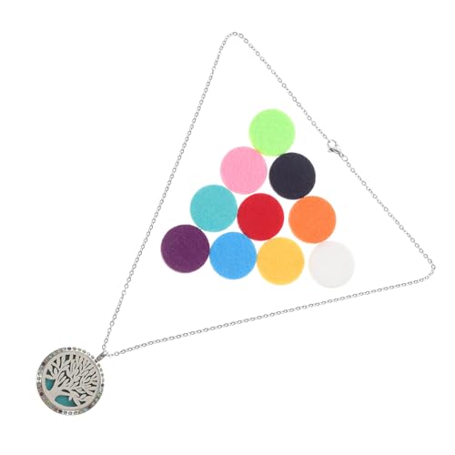 Beaupretty Edelstahl Aromatherapie Diffusor Halskette mit Filzpad Hohlbaum Anhänger Kreative Duft Kette Damen Modisches Aroma Schmuckstück für Luftreinigung und Schmuck Zufällige Farbe von Beaupretty