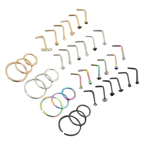 Beaupretty Edelstahl Nasenpiercing Schmuck Teilig Rostfrei Hautfreundlich Schmerzfrei zu Tragen Modisch für Damen und Mädchen Langlebig zu Weihnachten und Geburtstag von Beaupretty