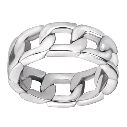 Beaupretty Edelstahl Ring Herren Curb link Design Robust Langlebig Titanstahl Modisch Komfortabel für Alltag und Party von Beaupretty