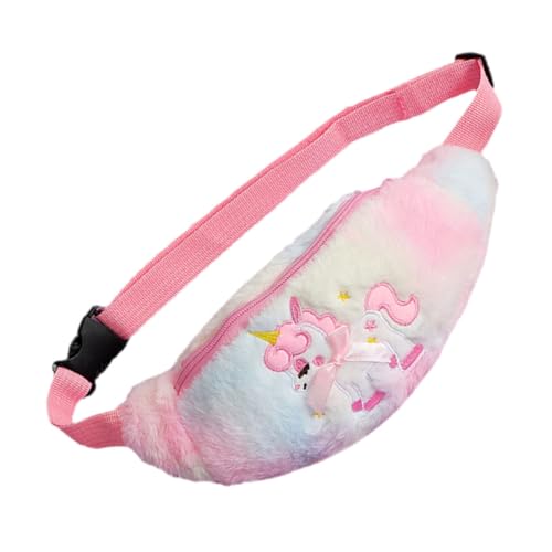 Beaupretty Einhorn Bauchtasche mit Farbigem Batikmuster Weiche Plüsch Hüfttasche für Mädchen Jahre Verstellbar Modische Brusttasche für Snacks Schlüssel und Kleine Wertgegenstände für Alltag von Beaupretty