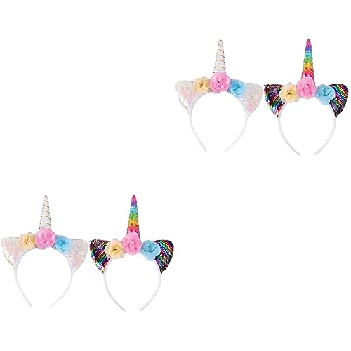 Beaupretty Einhorn-Horn-Stirnbänder Leuchtendes Einhorn-Stirnband 4 Stück Einhorn-Haarreifen Halloween Geburtstag Weihnachten Einhorn-Partygeschenke von Beaupretty