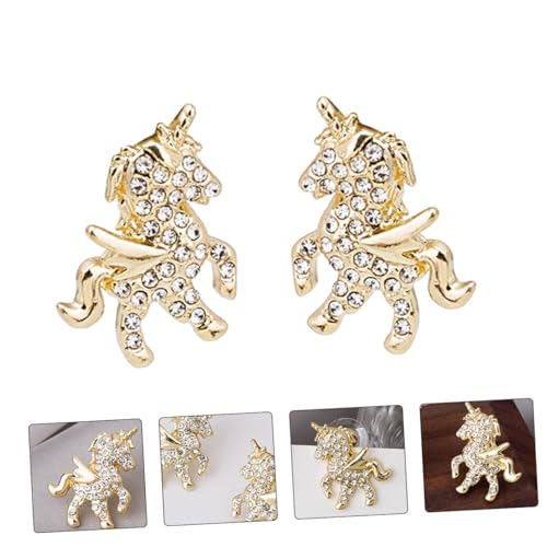 Beaupretty Einhorn Ohrringe mit Strass Silber Ohrstecker für Damen Hypoallergen Geschenkidee für Freunde und Familie von Beaupretty