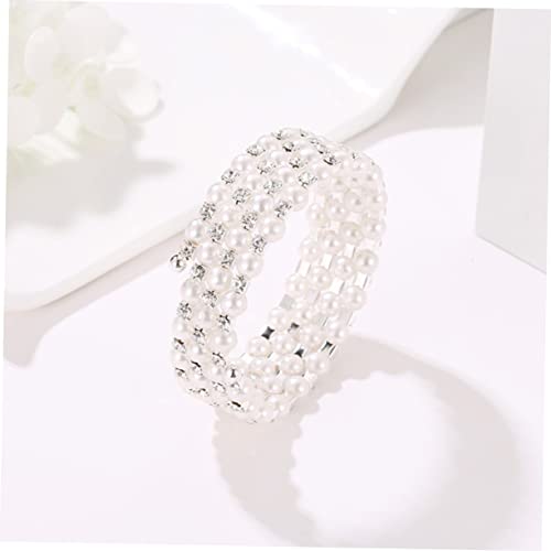 Beaupretty Elastisches Perlenarmband Damen Mehrreihiger Stretch Armband mit Strass Spiralförmiger Brautschmuck Verstellbarer Handgelenkschmuck für Hochzeit und Festliche Anlässe von Beaupretty
