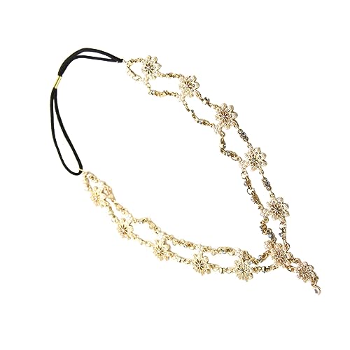 Beaupretty Elastisches Stirnband Mit Strass Vintage Kopfschmuck Aus Kristall Stirnbänder Mit Diamantperlen Haarschmuck Für Damen Blumenkopf-kette Sonnenblume Kleid Fräulein Legierungsmaterial von Beaupretty