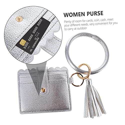 Beaupretty Elegante Damen Clutch Geldbörse aus Pu Material mit Leopardenmuster Tassel Anhänger und Stylischem Handgelenk Armband Kompakte Handtasche für Karten Münzen und Kleine Essentials von Beaupretty