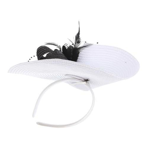 Beaupretty Eleganter Großer Fascinator Hut Damen Hochzeit Braut Handgefertigt Blumenfedern Brautparty Bankett Haarschmuck Langlebiges Material für Festliche Anlässe von Beaupretty