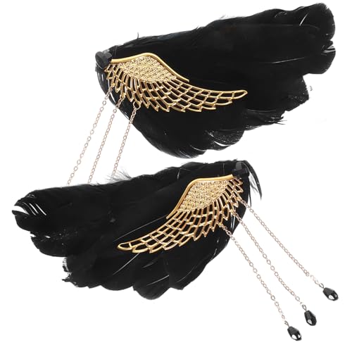 Beaupretty Engelsfeder Haarklammern aus Legierung und Langlebig und Vielseitig für Hochzeit Bühnenauftritte Party Mädchen Einfach zu Tragen Schwarzes Design Festlicher Haarschmuck von Beaupretty