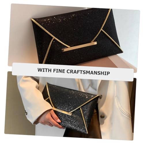 Beaupretty Envelope Bag Damen Clutch Tasche Schwarz Kleine Modische Abendtasche mit Kartenfächern Leichtes Portemonnaie für Reisen Party und Alltag Praktische und Pflegeleichte Handtasche von Beaupretty