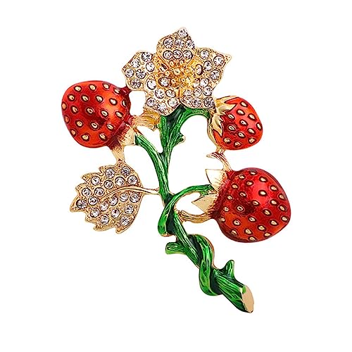 Beaupretty Erdbeer Brosche Legierung mit Strass Vintage Ansteckblume für Damen Vielseitig Einsetzbar als Schmuck für Jacken Kleider Hüte und Schals für Partys und Festliche Anlässe von Beaupretty