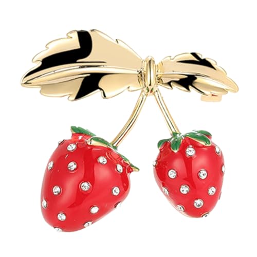 Beaupretty Erdbeer Brosche für Damen Kupfer Anstecknadel Modisches Accessoire für Kleidung Schals und Hüte für Feiern und Leicht und Langlebig von Beaupretty