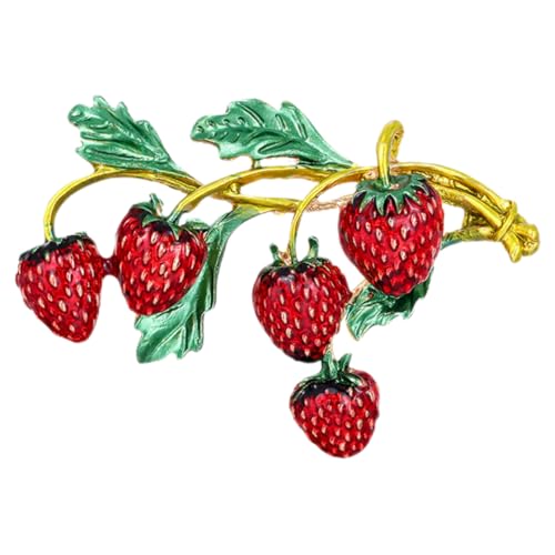 Beaupretty Erdbeer Brosche Anstecknadel für Damen Obst Design Modeschmuck Dekoration für Kleidung und Accessoires für Frauen und Mädchen von Beaupretty