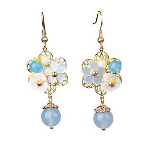 Beaupretty Ethnische Blumen ohrringe mit Haken Vintage Ohranhänger Zarte Blüten drop Ohrhänger Lange Hängende Schmuck für Damen und Mädchen Modische Boho accessoires von Beaupretty