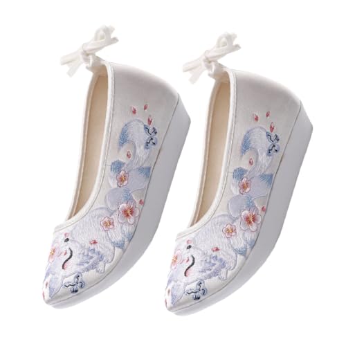 Beaupretty Ethnische Damen Schuhe Chinesischer Stil Bestickte Retro Stoffschuhe mit Erhöhtem Innenbereich rutschfeste Gummisohle Flacher Absatz Weiß für Traditionelle Anlässe und Hanfu Beaupretty Ethnische Damen Schuhe Chinesischer Stil Bestickte Retro Stoffschuhe mit Erhöhtem Innenbereich rutschfeste Gummisohle Flacher Absatz Weiß für Traditionelle Anlässe und Hanfu von Beaupretty