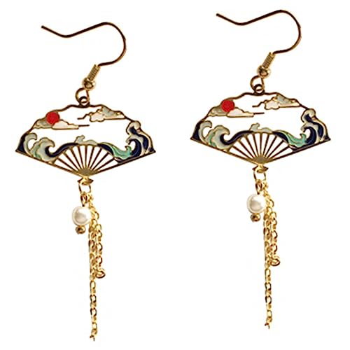 Beaupretty Ethnische Ohrhänger Damen Leichte Langlebige Legierung Fächerförmiges Design mit Quasten Tropfenohrringe für Teen Mädchen Stilvolle Boho Ohrringe für Sommer und Alltag von Beaupretty