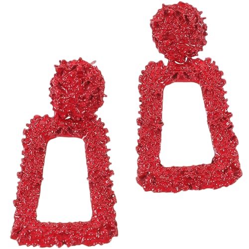 Beaupretty Exklusive Rote Geometrische Ohrstecker Damen Ohrringe mit Mattierter Oberfläche Leichtes Design für Alltag Hochzeit Geeignet Modischer Schmuck für Frauen und Mädchen von Beaupretty
