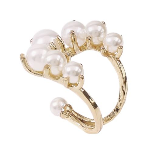 Beaupretty Extravaganter Damenring mit Imitationsperle Offener Verstellbarer Modeschmuck aus Hochwertiger Legierung Zarter Fingerring für Frauen und Mädchen Modisches Accessoire für Alltag von Beaupretty