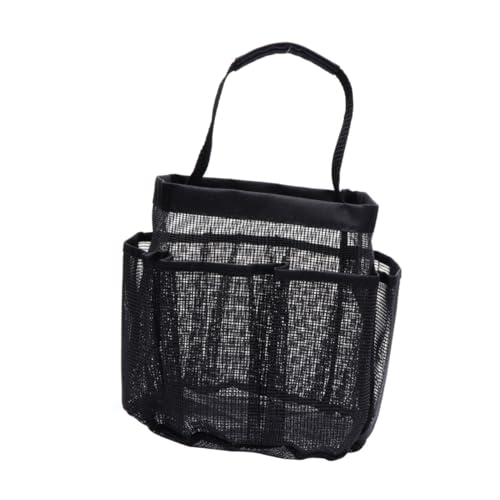 Beaupretty Fächer Oxford Stoff Mesh Aufbewahrungstasche Langlebiger Badezimmer Organizer mit Tragegriff Netz Kosmetiktasche für Toilettenartikel Handtücher Schnelltrocknend Schwarz von Beaupretty