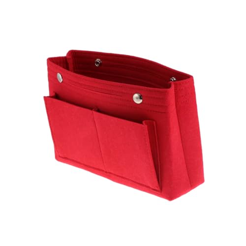 Beaupretty Faltbare Filz Kosmetiktasche mit Mehrfachfächern Leichte Makeup Tasche aus Filz Robust und Waschbar Rote Damen Handtasche für Reise und Alltag von Beaupretty