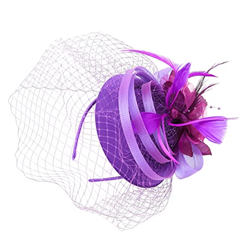 Beaupretty Fascinator Haarclip und Stirnband mit Federn und Mesh Verstellbar Burgunderfarben Eleganter Kopfschmuck für Braut Tea Party Hochzeit und Festliche Anlässe von Beaupretty