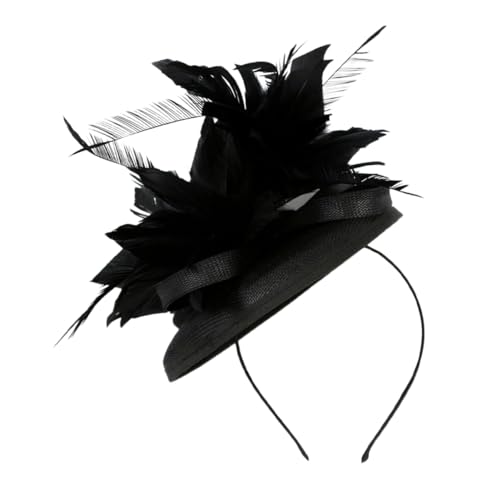 Beaupretty Fascinator Damen Kopfstück Mit Federn Und Blüten Eleganter Hut Für Hochzeiten Cocktail Und Teepartys Vielseitig Tragbar Mit Haarklammer Und Stirnband Schwarz von Beaupretty