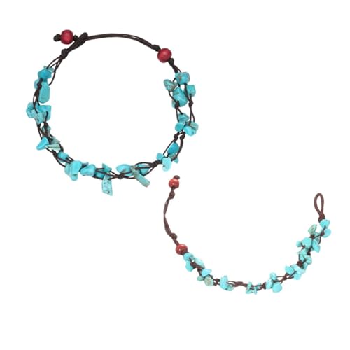 Beaupretty Fashion Stone Fußkettchen für Frauen Wunderschöne Geflochtene Ankerkette mit Kieselsteinen Verstellbar und Langlebig für Boho Looks und Strandmode von Beaupretty