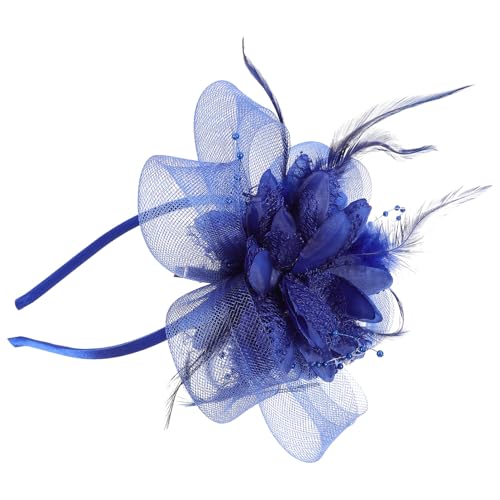 Beaupretty Feder-Mesh-Blumen-Fascinator-Hut Federschleier-Stirnband Für Teeparty Kirche Dunkelblau von Beaupretty