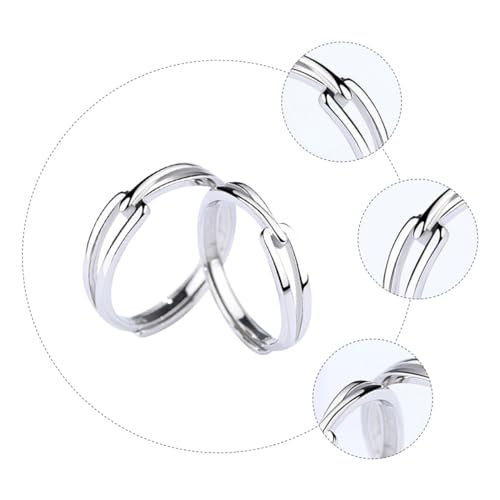 Beaupretty Fingerring Silber Dekorative Partnerringe für Männer und Frauen Verstellbar Leicht Modisch für Liebende und Besondere Anlässe von Beaupretty