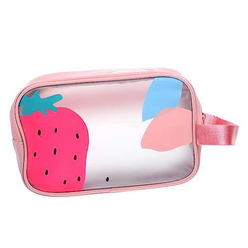 Beaupretty Fitness Badetuch Tasche wasserdichte Reise Kosmetiktasche für Sport und Schwimmen Organizer mit Reißverschluss für Make Up und Toilettenartikel Stroberrie Klein von Beaupretty
