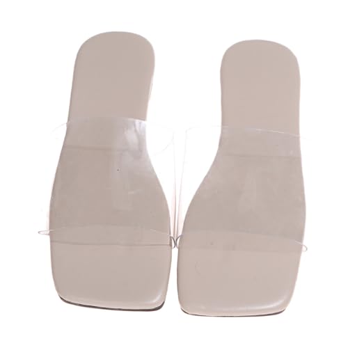 Beaupretty Flache Damen Sandalen Sommer Slipper mit Rutschfester Sohle Transparente Outdoor Slipper Modische Flache Hausschuhe für Vielseitige Freizeit und Alltag Angenehm und Langlebig von Beaupretty