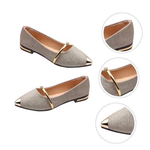 Beaupretty Flache Damenschuhe mit Zehe und Perlendetail Leichte Nude Pumps Absatz Sommerschuhe Elegant für Alltag Büro und Freizeit Geeignet für Frauen Jeden Alters von Beaupretty