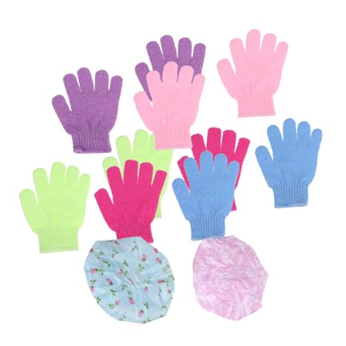 Beaupretty Fünf finger Duschhandschuhe aus Nylon und Spitzen badekappen in Mischfarben Hautschonendes Peeling Strapazierfähig Schützende Duschhaube für Damen und Herren Vielseitig für Bad von Beaupretty