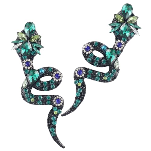 Beaupretty Funky Statement Ohrstecker Damen Schlange Ohrringe Leichtes Design Bunte Strass Schmuck Modisch Vintage Grün für Alltag und Party von Beaupretty
