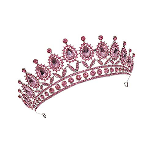 Beaupretty Hochzeitsdeko Hochzeitsfoto-Requisiten Rosa Strass Krone für Frauen Kristall Braut Tiara Königin Krone Haar Zubehör für Hochzeit Leistung Prom Party Schönheitswettbewerb von Beaupretty