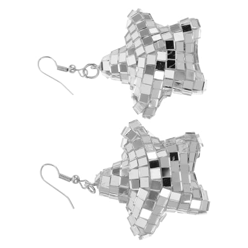 Beaupretty Geometrische Disco Ohrringe für Frauen Süße Leichte Funkelnde Sternohrringe für Alltag und Besondere Anlässe Modisches Accessoire Silber von Beaupretty