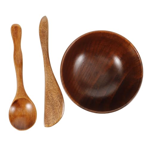 Beaupretty Gesichtsmaske Rührschüssel aus Holz mit Spatel und Stab Multifunktional für DIY Maskenherstellung Ergonomisch Langlebig zur Hautpflege und Geschenk für Frauen Wiederverwendbar von Beaupretty