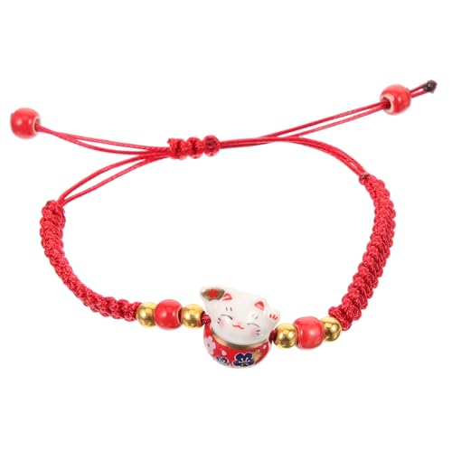 Beaupretty Gewebtes Armband mit Katzenanhänger Verstellbares Handgefertigtes Schmuckstück Faden für Damen für Langlebig und von Beaupretty