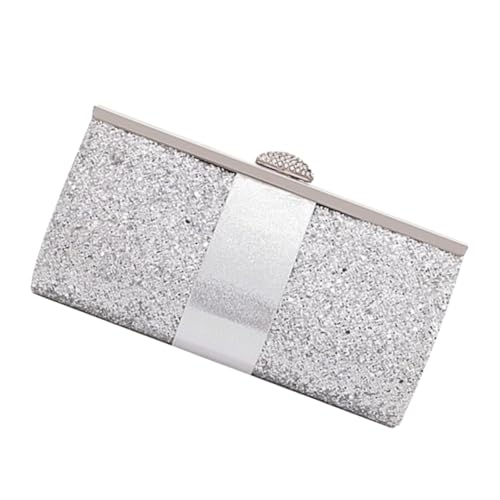 Beaupretty Glitzernde Clutch aus Synthetischem mit Silberner Kette Abendtasche für Hochzeit Party und Ball Handtasche für Damen Vielseitige Kleine Umhängetasche von Beaupretty