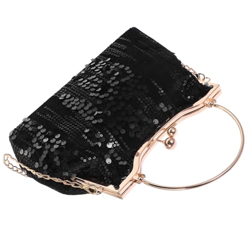 Beaupretty Glitzernde Handtasche Damen Schwarz Schultertasche mit Imitierten Fischschuppen Crossbody Umhängetasche für Schule Party und Freizeit Stilvolle Damen Tasche mit Funkelnden von Beaupretty