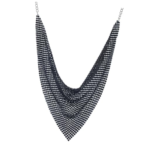 Beaupretty Pailletten Schalkette Damen Schlüsselbeinkette Strapazierfähigem Material Klobige Fransenkette Modischer Halsschmuck für Partys und Besondere Anlässe Übertriebene Halskette von Beaupretty