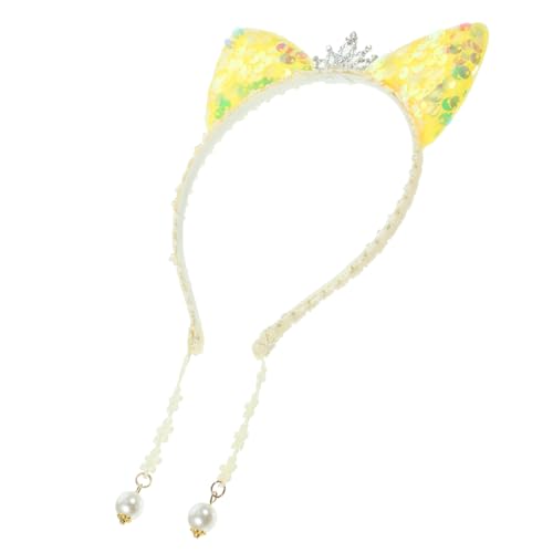 Beaupretty Glitzerndes Katzenohren Haarband mit Perlenanhänger Weiches Stoffmaterial Bequem und Langlebig Party Kopfschmuck für Mädchen Geeignet für Karneval und Alltag Cosplay Accessoire von Beaupretty