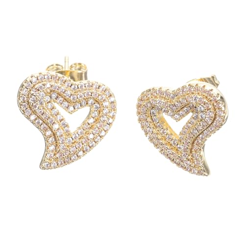 Beaupretty Vintage-stil Ohrringe Für Frauen Vergoldet Mit Zirkonia-akzenten Kleine Herzform Ohrstecker Glitzernder Schmuck Für Hochzeit Geburtstag Party Gastgeschenk von Beaupretty