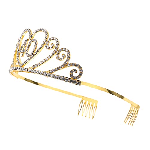 Beaupretty Goldene Alloy Krone Haarschmuck Party Stirnband für Mädchen Eleganter Kopfschmuck Geburtstagskrone Umweltfreundlich und Auffällig für Festen und Feiern von Beaupretty