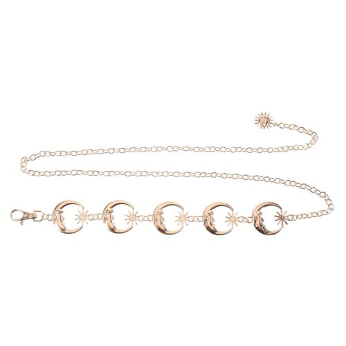 Beaupretty Goldene Metall taillenkette mit Mond Sternanhänger Verstellbarer Gürtel für Damen Langlebiges Design Elegantes Schmuckaccessoire für Kleider Partys und Festliche Anlässe von Beaupretty