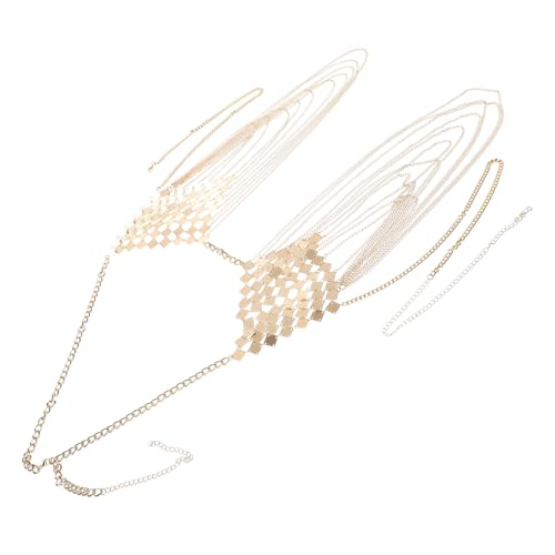 Beaupretty Goldfarbene Body Chain Bikini Kette mit Metallplatten und Eleganten Tasseln Hautfreundlicher Körperschmuck für Frauen und Mädchen Vielseitig Tragbar für Strand und Party von Beaupretty
