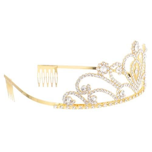 Beaupretty Goldfarbene Brautkrone mit Funkelnden Kristallen Zarte Haarschmuck Dekoration für Hochzeit Party und Fotoshooting Langlebiges Material Stilvolles Tiara Stirnband von Beaupretty
