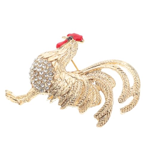 Beaupretty Goldfarbene Hühner Brosche für Damen und Herren mit Funkelnden Strasssteinen Eleganter Anstecker für Kleidung Modisches Accessoire zur Jahreszeit Hahns von Beaupretty