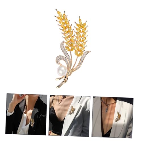 Beaupretty Goldfarbene Langlebige Weizenähren brosche Anstecknadel für Damen Hochzeitsanstecker Party Schmucknadel für Kleidung Taschen Jacken Elegantes Accessoire mit Strahlender Farbe und von Beaupretty