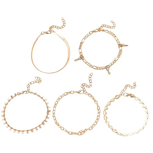 Beaupretty Goldfarbenes Damen Fußkettchen mit Punk Herzanhänger Verziertes Alloy Knöchel Armband Leichte Dekorative Fußkette für Strand Party und Alltag Verstellbar und Modisch von Beaupretty
