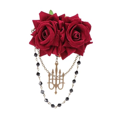 Beaupretty Gothic Blumen Brosche mit Quasten Künstliche Rosen Haarklammer für Hochzeiten und Besondere Anlässe Corsage für Damen Vintage Dekoration für Kleider Mäntel und Anzüge von Beaupretty